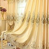 MYRU 2er-Set Europäische goldene Luxuxjacquard-Vorhänge für Schlafzimmer Wohnzimmer (230 * 140 cm)