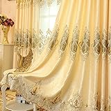 MYRU 2er-Set Europäische goldene Luxuxjacquard-Vorhänge für Schlafzimmer Wohnzimmer (245 * 140 cm)