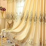 MYRU 2er-Set Europäische goldene Luxuxjacquard-Vorhänge für Schlafzimmer Wohnzimmer (230 * 140 cm)