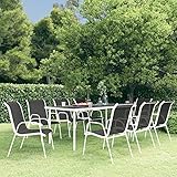 Festnight Gartenmöbel Set 8 Personen Sitzgruppe Garten Essgruppe Gartentisch Set mit 8 Stühlen Stapelbar Gartengarnitur Esstisch Sitzgarnitur Stahl