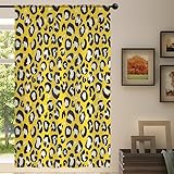 Gelber Leopardenmuster Sheer Vorhang Leopard Muster Sheer Fenster Voile Vorhänge für Wohnzimmer Schlafzimmer Zimmer Küche Esszimmer Dekor 139 x 198 cm