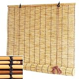 Bambus Rollos für Aussen, Zuhause Dekoration Vorhang, Sichtschutz Blickdicht Bambusrollo, Wasserdicht Raffrollo für Fenster Pavillon Restaurant, Braun, Natur, 30-165cm B x 60-300cm H (Color : Natür s