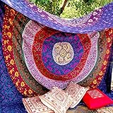 Craftozone Tapisserie Mehrfarbig Geschenk Hippie Wandteppiche Mandala Bohemian Psychedelic komplizierte indische Wandbehang Bettwäsche Tagesdecke (Multi, 220 x 200 cms)