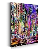 Kunstwelten24 Wandbild Leinwandbild Graffiti Street Art New York Kunstdruck Raum- und Wanddekoration XXL