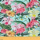 Feelyou Flamingo-Stoff von The Yard, tropische Palmenblätter, Blumenmuster, Polsterstoff für Stühle, Sofa, Couch, Dschungel, Hibiskus, Orchidee, botanischer Outdoor-Stoff, wasserdicht, 2 Meter