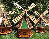 XL ÖLBAUM Windmühle MIT SOLAR-Beleuchtung WETTERFESTE Gartendeko für Sommer, windmühle für Garten, WMB100ro+gr-EMS KOMPLETT mit Licht SolarBeleuchtung, Licht 1 m groß rot grün