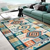 TALETA Rita Teppich Wohnzimmer, Waschbarer Kilim Teppich, Faltbar Küchenteppich für Esszimmer, Schlafzimmer, Büro Grün 160x230cm