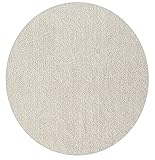Mia´s Teppiche Joy Moderner Flauschiger Kurzflor Teppich, Anti-Rutsch Gel-Rücken, Waschbar bis 30 Grad, Super Soft, Felloptik, Creme, 160 cm Rund