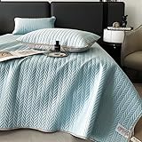XIUWOUG Tagesdecke 240X250 cm Steppdecke Tagesdecken Bettüberwurf Doppelbett Gesteppt Mikrofaser3 Teilig Bettdecke Stepp Decke Mit 2 Kissenbezug Sofaüberwurf Für Schlafzimmer,Blue 2