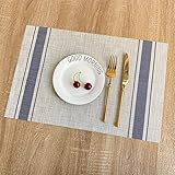 Tischsets Abwaschbar, 4er Set PVC Platzsets Tischsets rutschfeste Wärmedämmung für Küche Speisetisch 45 x 30cm,Grau