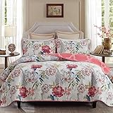 Bettwäsche-Set für King-Size-Betten, amerikanischer Landhausstil, 228 x 248 cm, 100 % Baumwolle, wendbar, 228 x 248 cm, A01