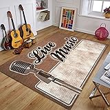 EshaLs Retro Musik 3D-Gedruckter Teppich, Schlafzimmerdekoration Retro Gitarre Großer Teppich, Wohnzimmer Schlafsofa Tisch Weiche und rutschfeste Bodenmatte, Geschenk A68 80×120Cm