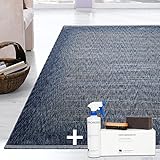 Musterring Teppich Memphis Allrounder für Wohnzimmer, Kurzflor Teppich Jeans rutschfest, flauschig & weich Moderne Muster, 200x290 cm inkl. Teppichreiniger-Set