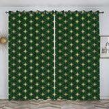 loyaltyer Gardinen GrüNe Blume Vorhänge Blickdicht mit Ösen Wärmeisolierende Vorhänge Gegen Kälte Gardinen Wohnzimmer Kinderzimmer Schlafzimmer Raumteiler Vorhang, Thermovorhänge 2x175x140 cm(HxB)