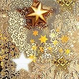 20 Servietten Goldrausch/Sterne/Weihnachten 33x33cm