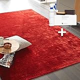 Musterring Teppich Malibu Allrounder für Wohnzimmer, Kurzflor Teppich Kupfer rutschfest, flauschig & weich Moderne Muster, 250x350 cm inkl. Teppichreiniger-Set
