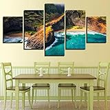 ZOKIVA 5 Panel Wand Kunst Meer Szene, Poster Wohnkultur Kunstdrucke Wohnzimmer Schlafzimmer Dekor mit Rahmen.,M