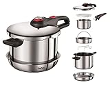 Tefal Ingenio Emotion 6 tlg Set, Schnellkochtopf 6L, Bratpfanne 24cm, Stieltopf 16 cm, hochwertiger Edelstahl, 5-Fach Sicherheitssystem | Geeignet für alle Herdarten, inklusive Induktion